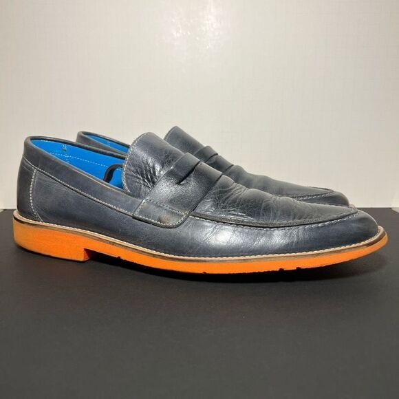 Mens MICHAEL TOSCHI SL Cabo Steel Gray Leather Penny Loafer / Size 10 US